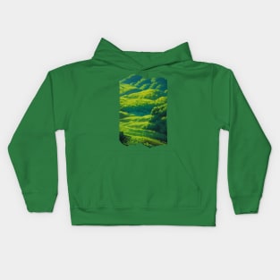 Green Spring Field - Anime-Inspired Art Kids Hoodie